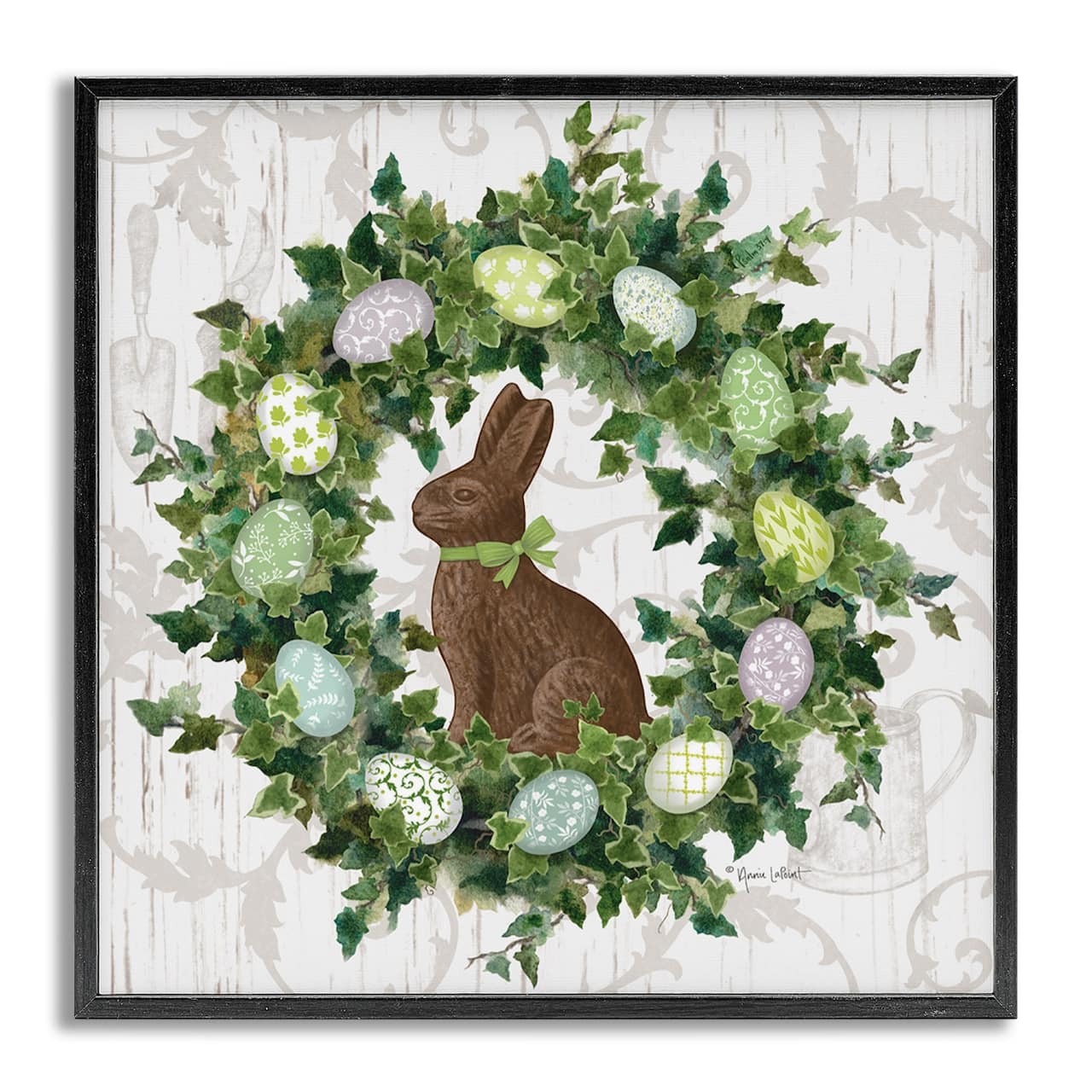 Stupell Industries Spring Easter Egg Wreath Framed Giclee Art
